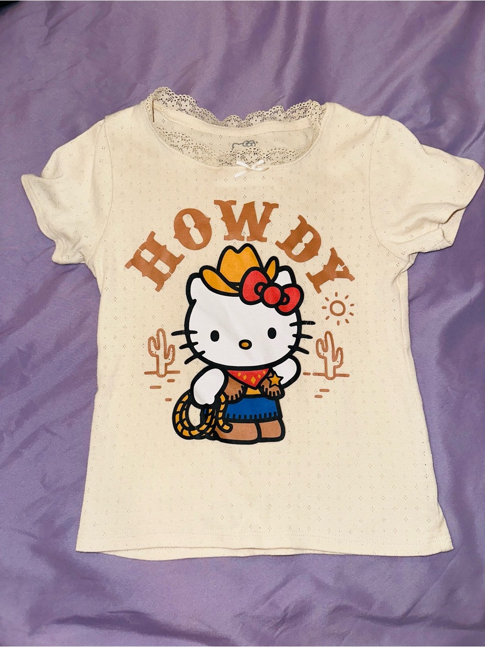 Sanrio Hello Kitty 'Howdy' Cream Kids Tee